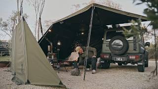 Winter Jimny Car Camping under my awning | Winter solo Camping | ASMR | Night 66