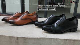 Men Wedding Elevator Oxfords Black And Brown Shoes Increasing Height 7cm(2.76 Inches)