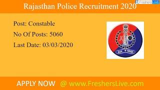 Police Recruitment 2020 - 5060 Vacancies - 8TH,10TH Pass Apply