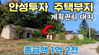 총금액 1억 2천 안성시 토지매매 - 용도 계획관리, 지목 대지인 소액투자 매물 주택부지로 적합합니다.