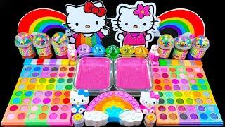 HELLO KITTY SLIME  30 Minutes Relaxing Slime Mixing, with Makeup Eyeshadow | Tana Slime ASMR