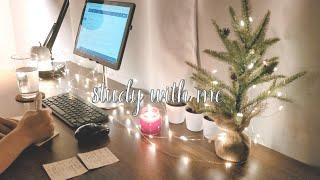 late night Christmas study with me | real-time,1 hour, Christmas piano music fire crackling, 스터디윗미