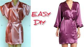 DIY  how to cut and sew a Silk satin robe / bridal shower robe