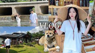 Vlog of country house with boyfriend A summer vacation to valley｜Samgyetang｜Playing with puppys