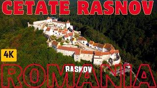 4K aerial footage of Rasnov Citadel, Brasov County, Romania