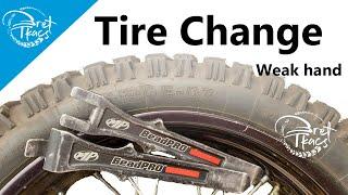 Quick and easy tire change on a rear tube motorcycle tire