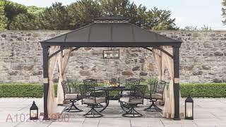 [Assembly How-To] Sunjoy 10.5x12.5 ft. Brown Steel Gazebo with 2-tier Hip Roof Hardtop and Curtains