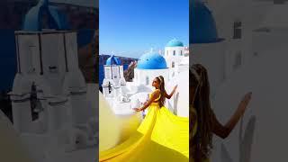 Flying Dress Photoshoot in Santorini, Greece