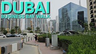 11am Dubai UAE Walk Tour: Business Bay Marasi Drive to Business Bay Metro Station (3.25.24: 4K-UHD)