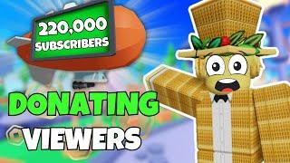 Donating 100,000 Robux For 220,000 Subscribers! | Pls Donate