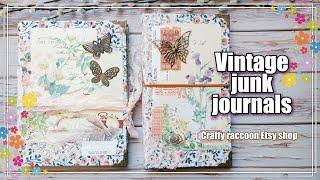 Vintage junk journals flip through. Crafty Raccoon Etsy shop)