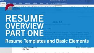 Resume Overview -  Resume Tips and Basic Elements