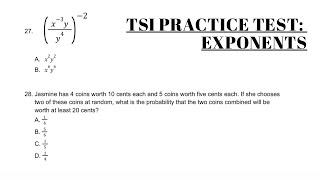 TSI Math Section Practice - how to divide exponents