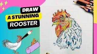 Easy Rooster Drawing| Stunning Art | Multiple colours | Art Therapy | Day 37