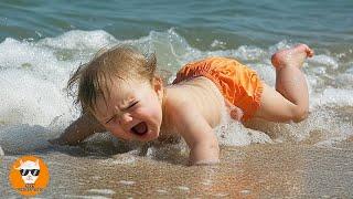 CRYING BABY Shocked Playing Beach Fail - Funny Baby Videos | Just Funniest