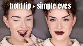 Bold Lip Makeup Look | Glowy Skin & Simple Eye Makeup