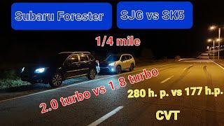 1.8 turbo vs 2.0 turbo Subaru Forester SK5 vs SJG 1/4 mile coffee time