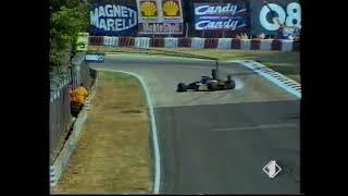 1991 F1 Italian GP-Saturday free practice - Gianni Morbidelli spin at Lesmo curve