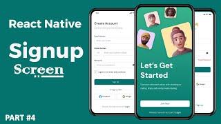 Signup Screen in React Native | React Native Signup Page UI Design Tutorial | PART #4