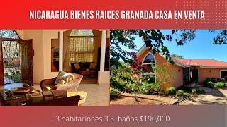 Nicaragua Bienes Raices Granada casa en venta 3 habitaciones 3.5  baños $190,000