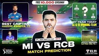 MI vs RCB Secret Tips For Dream11 | Secret Dream11 Prediction | Game Changer Players | Best Team