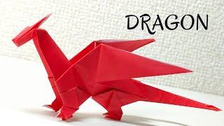 ORIGAMI DRAGON How to make the Dragon with 1 piece of origami paper. cool simple easy tutorial Ver.6