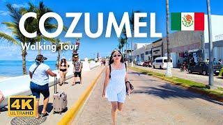 COZUMEL MEXICO DOWNTOWN & BEACH WALKING TOUR 4K