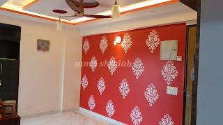 Damask wall stencil design | red and white color combination | wall fashion | mmd shadab