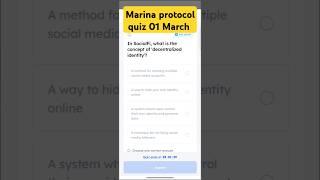 Marina Protocol Quiz 01 March | Marina Protocol Quiz Answer 01 March complete 