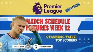 FIXTURES WEEK 12 EPL 2024/25 ~ Standing Table ~ Top Score