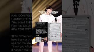 rm posted handwritten letter #namjoon #shortvideo #btsrm #kpop #viralvideo #shorts #ytshorts #rm