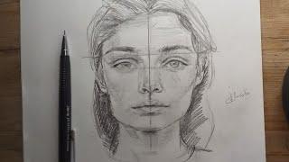 How to draw portrait|Easy drawing|رسم بورتريه سهل للمبتدئين