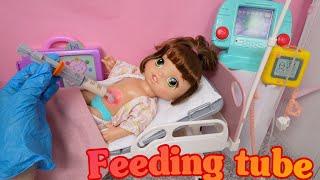 Baby Alive Doll Hospital Morning Routine DIY feeding Tube for dolls