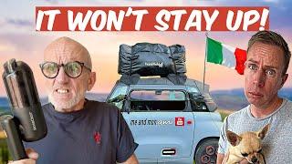 NEW Pump FAILS! Inflatable Tent Farce On TOUGHEST Travel Day EVER, Citroen Ami Camping In ITALY️