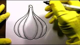 How to Draw a Garlic Bulb Awesome sketch Vegetable Easy 3D #viralvideo Clove  Vegetarian Diet