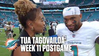 Tua Tagovailoa PRAISES Dolphins' ability to grind out wins, reinsert themselves in playoff race