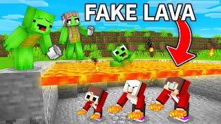 JJ Family Use FAKE LAVA To Prank Mikey Family in Minecraft (Maizen)