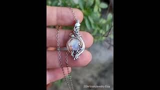 🫧NaheleWoodlands fairy pearlescent moonstone handmade silver talisman pendant necklace