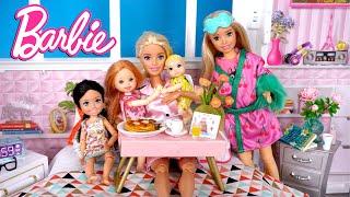 Barbie & Ken Doll Family Toddler's Funny Breakfast Morning Routine