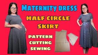 DIY MATERNITY DRESS/HALF CIRCLE SKIRT/ FREE PATTERN STEP BY STEP TUTORIAL