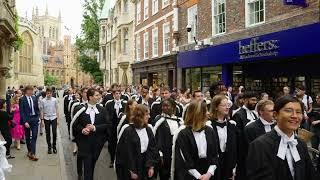 St John's College students celebrate the completion of their studies at the University of Cambridge