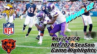 Minnesota Vikings Vs. Chicago Bears Game Highlights | NFL 2024 Season Week 12