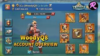 Lords Mobile | WoodyQ8 Account Overview | Rally Captain of the Cu. | Baron's Researches aren't max?