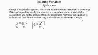 Isolating a Variable