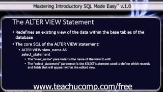 SQL Training - Structured Query Language Tutorial - The ALTER VIEW Statement Lesson