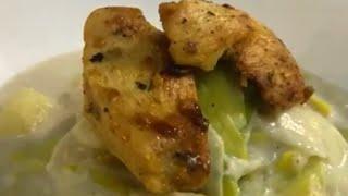 Chicken recipe, sautéed with vegetables, Leeks, potato, spices and olive oil. Delicious and healthy