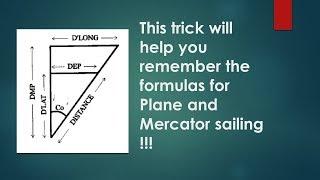 A simple trick to remember the formulas in Plane and Mercator sailing!!!