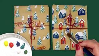 Easy DIY Christmas Wrapping Paper Painting Ideas