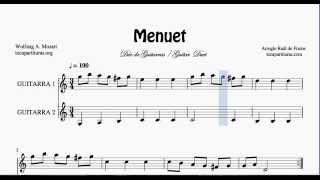 Minueto de Mozart Partitura de Dueto de Guitarra Guitar Duet Sheet Music