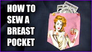 How to sew a breast pocket onto a shirt - Beginner level sewing tutorial